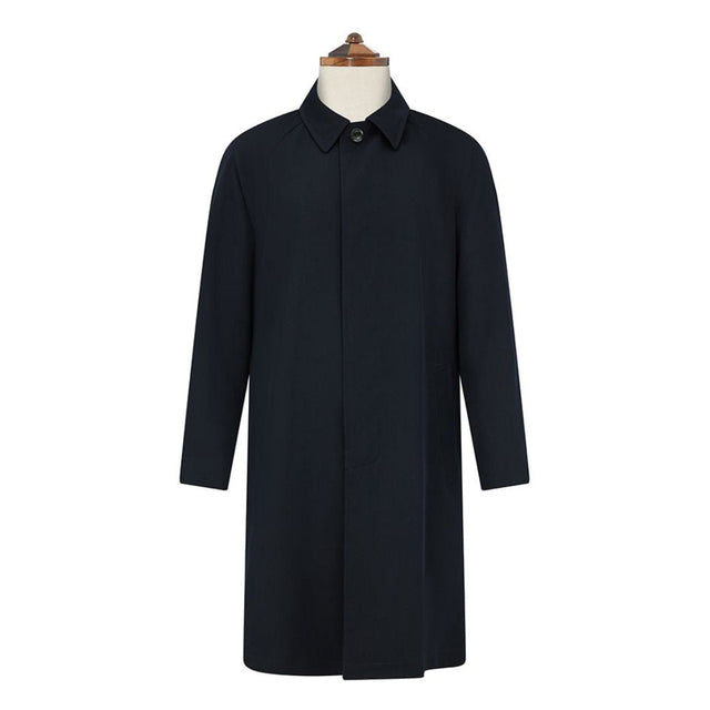 Shelton Navy Twill Wool Raincoat