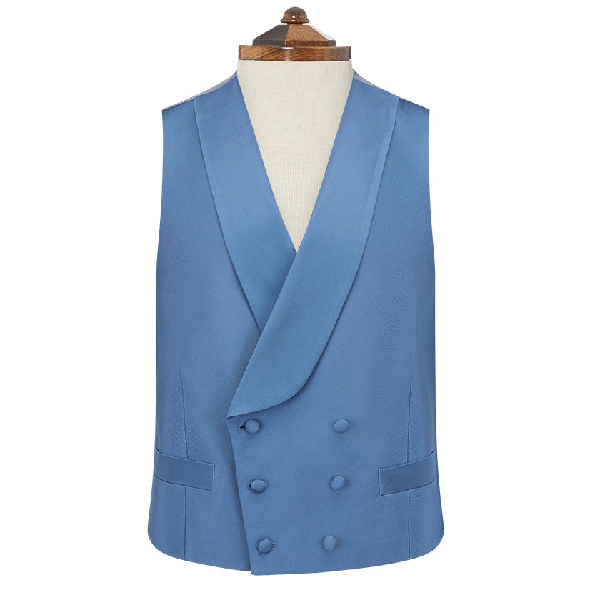 Hudson Dark Blue Grosgrain Silk and Cotton Waistcoat