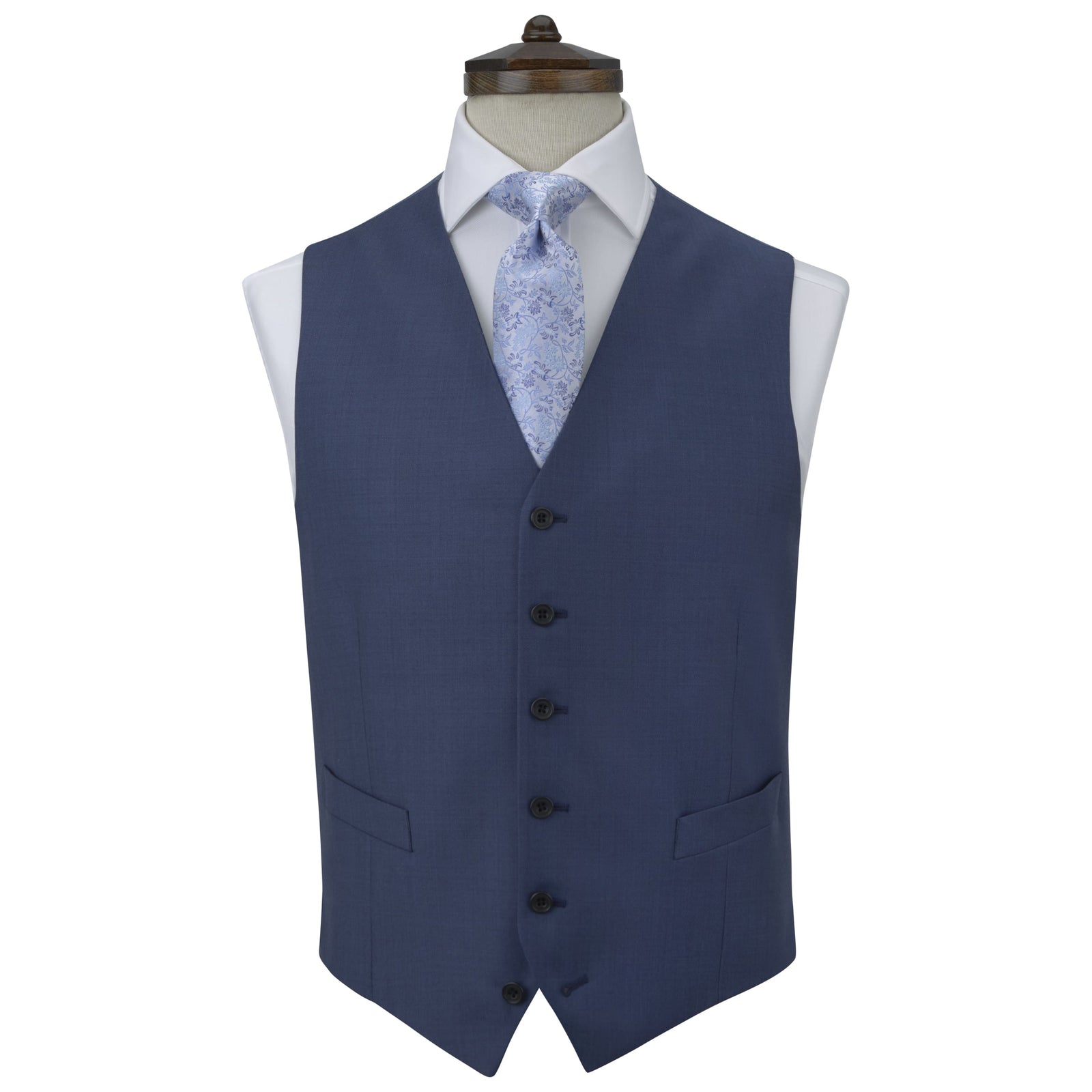 Hyde Blue Plain Weave Waistcoat