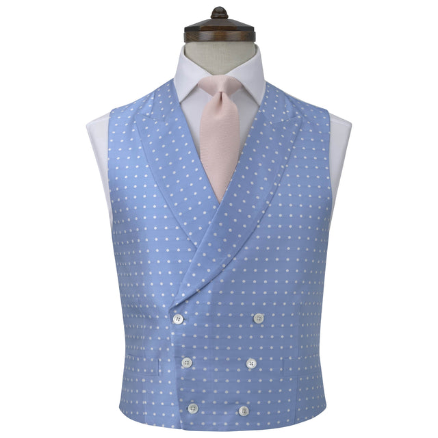 Hayward Blue and White Spot Silk Waistcoat