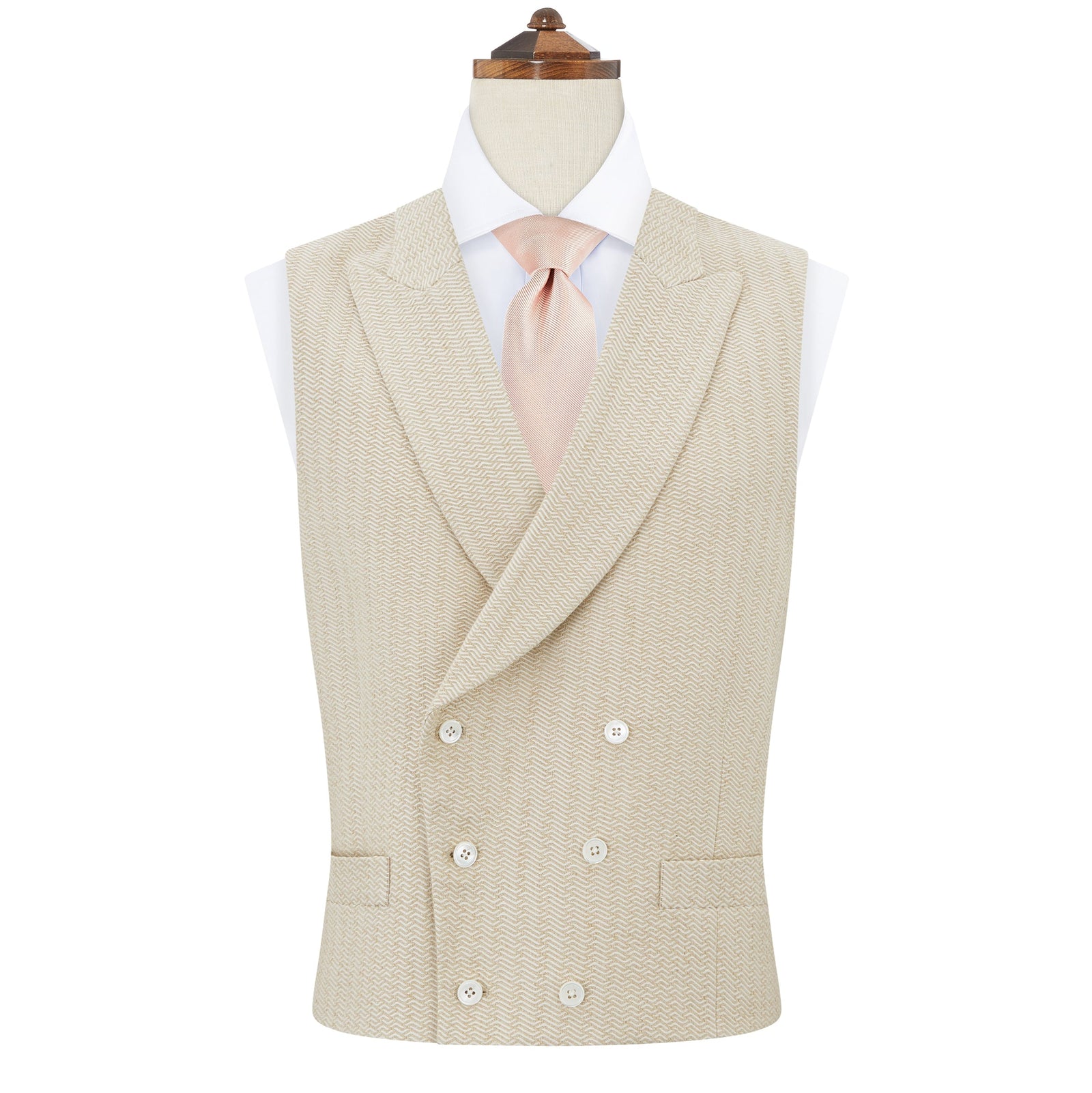 Hayward Beige Wave Cotton Linen Waistcoat