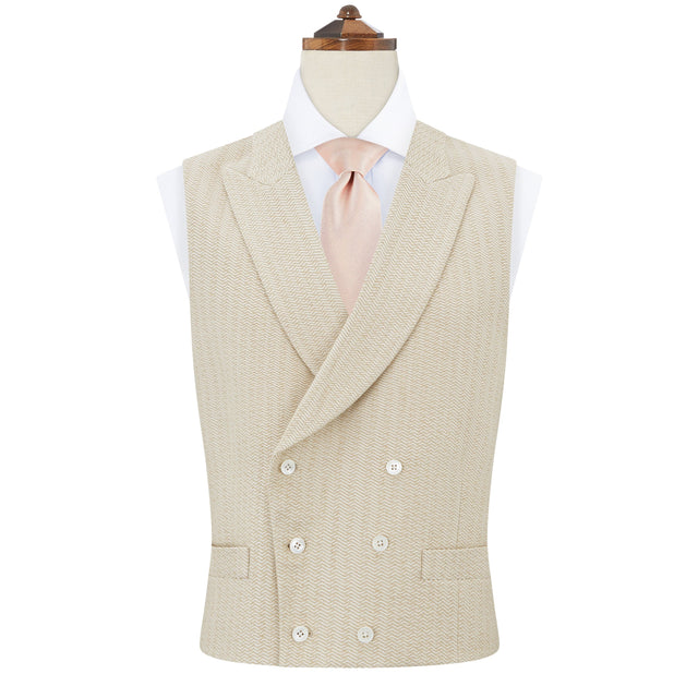 Hayward Beige Wave Cotton Linen Waistcoat