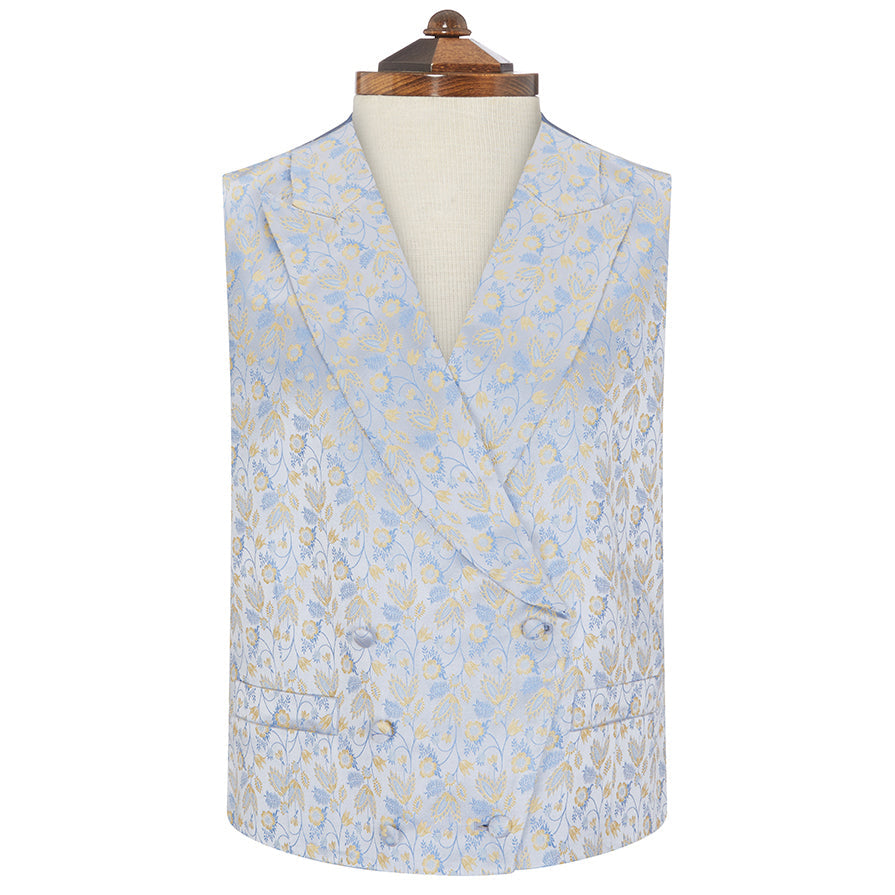 Hayward Blue Large Floral Silk Waistcoat