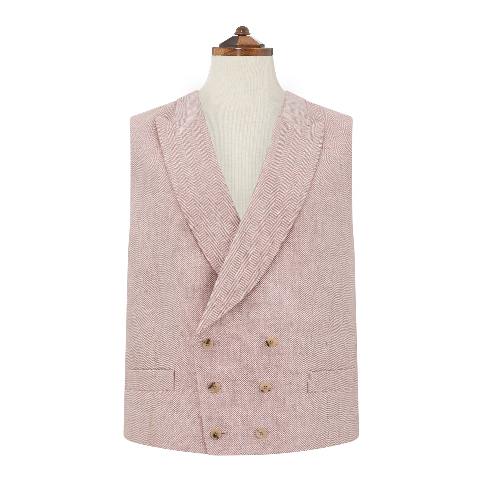 Hayward Pink Cream Linen Herringbone Waistcoat