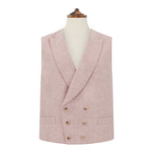 Hayward Pink Cream Linen Herringbone Waistcoat