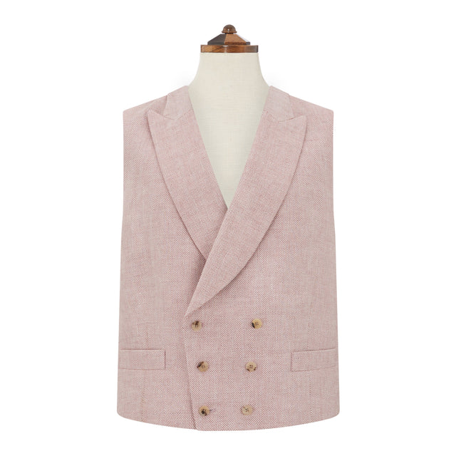Hayward Pink Cream Linen Herringbone Waistcoat