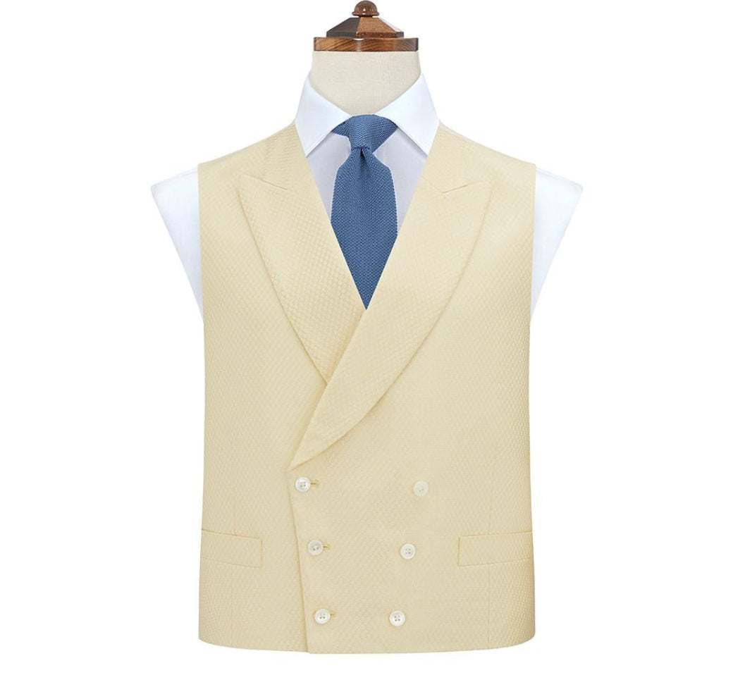 Hayward Pale Yellow Geometric Wool Silk Waistcoat