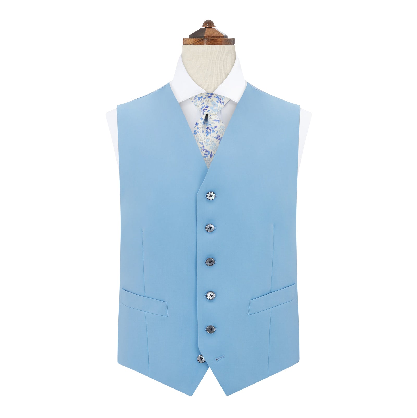 Hyde Pale Blue Royal Gaberdine Wool Waistcoat