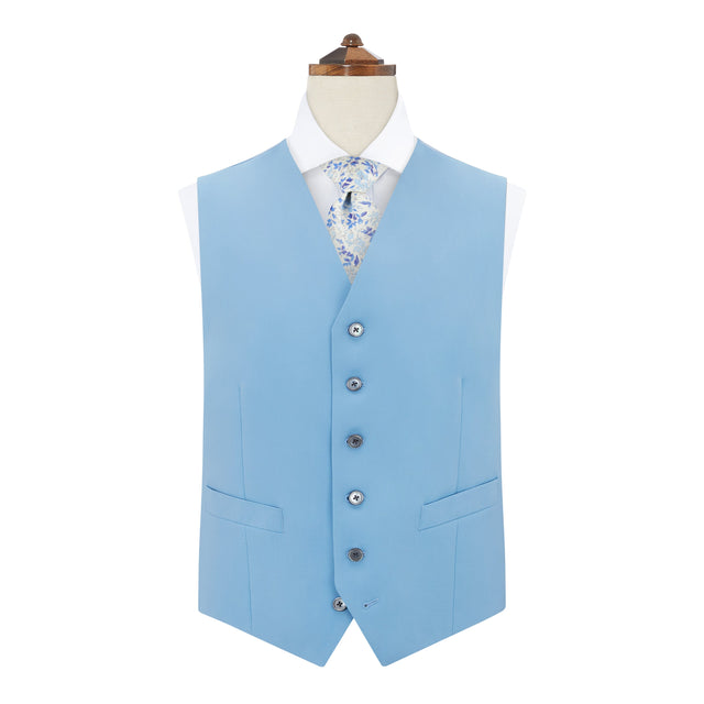 Hyde Pale Blue Royal Gaberdine Wool Waistcoat