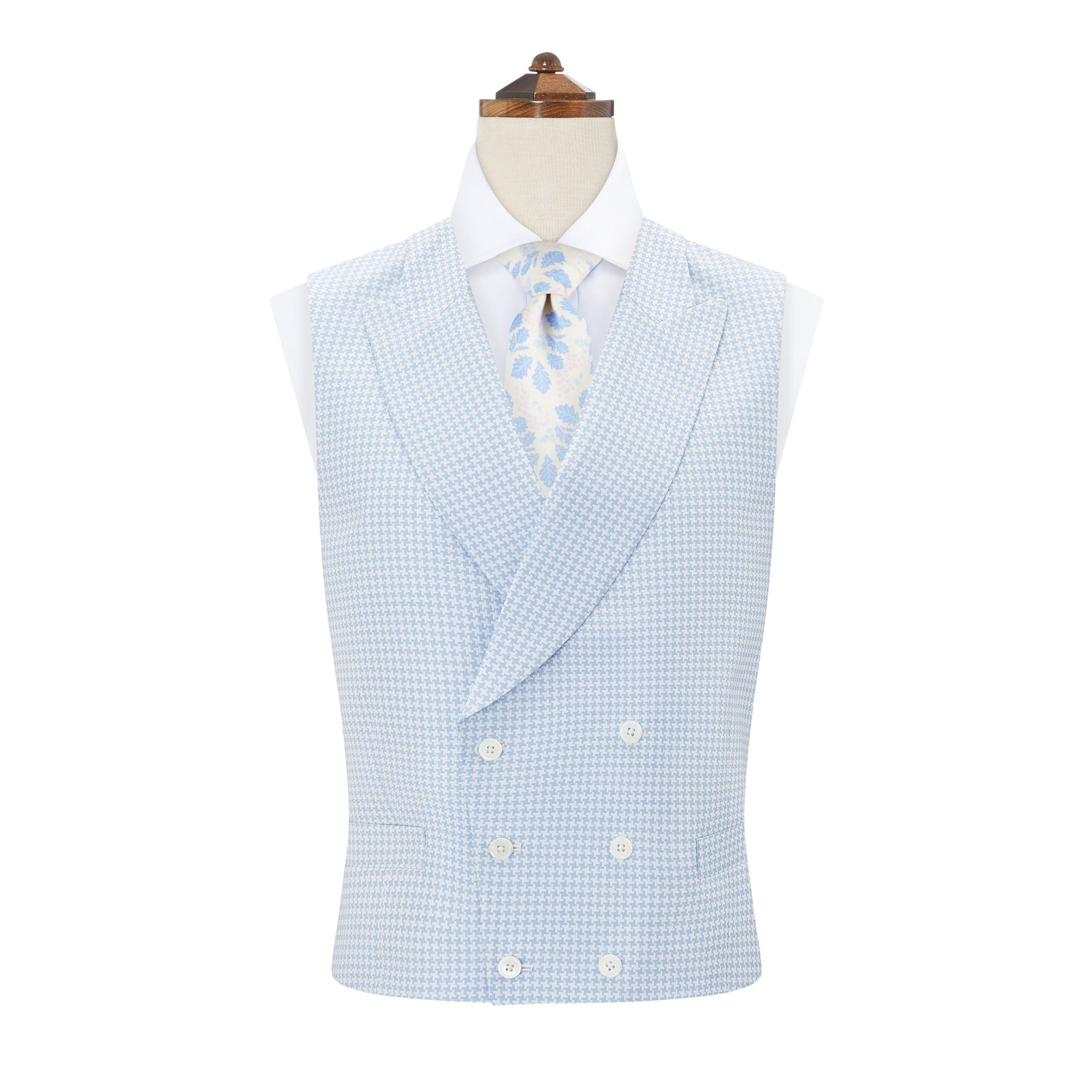 Hayward Blue White Houndstooth Silk Waistcoat