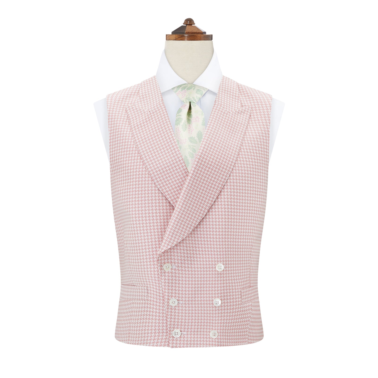 Hayward Pink White Houndstooth Silk Waistcoat
