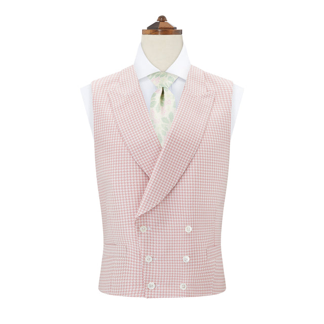 Hayward Pink White Houndstooth Silk Waistcoat