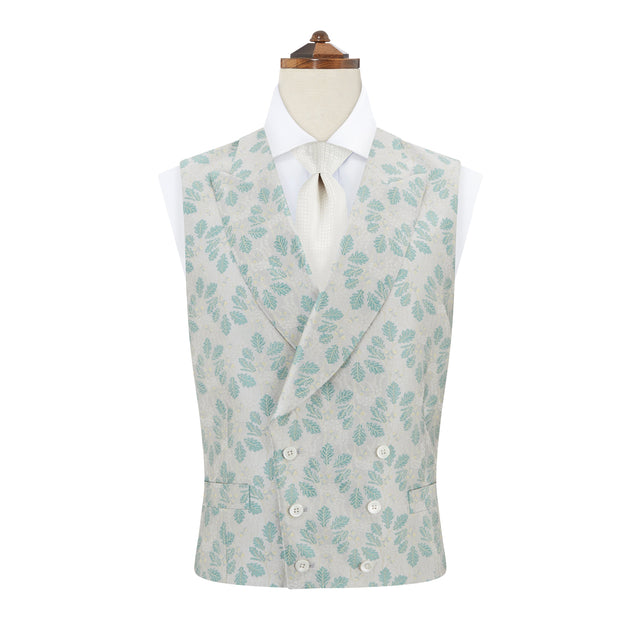 Hayward Green Yellow Acorn Jacquard Silk Waistcoat