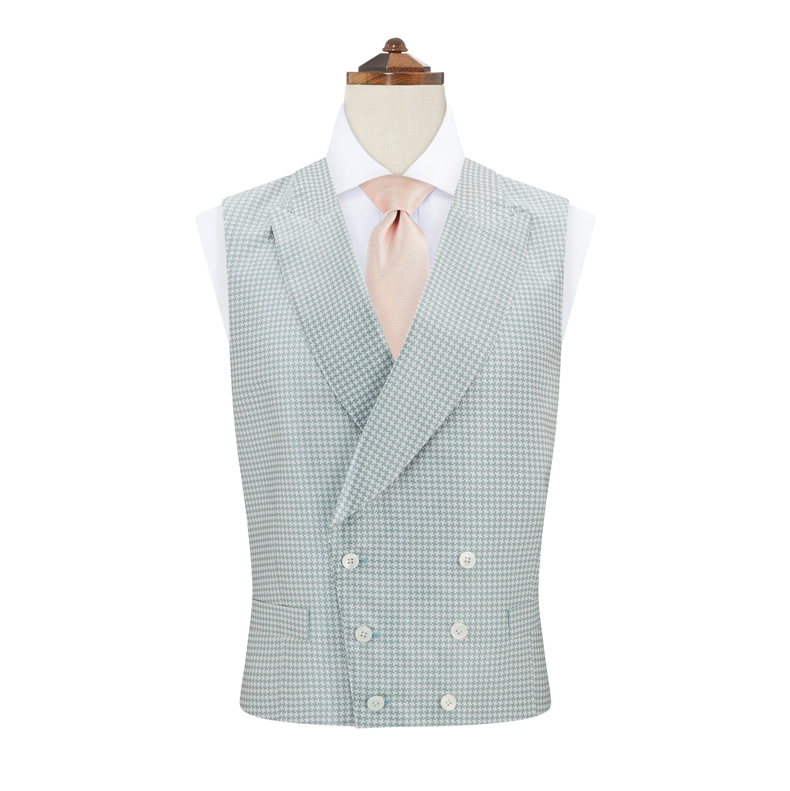 Hayward Green Cream Houndstooth Silk Waistcoat