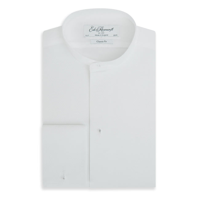 Delaney White Stiff Bib Tunic Collar Shirt