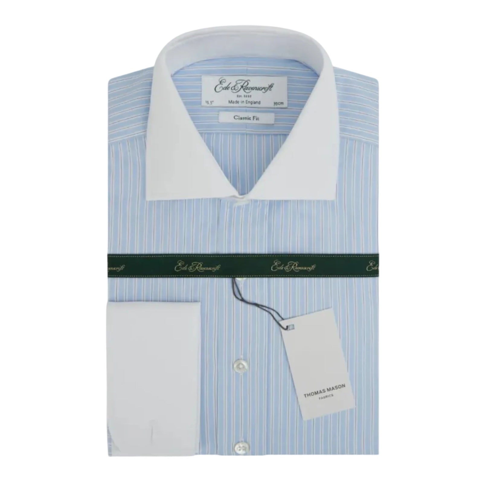 Ashburn Blue and White Stripe Poplin Cotton Shirt
