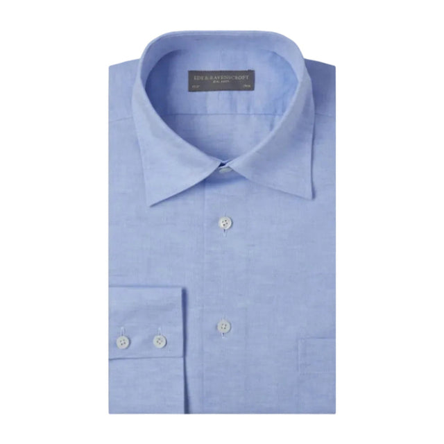 Aragon Pale Blue Cotton and Linen Oxford Shirt
