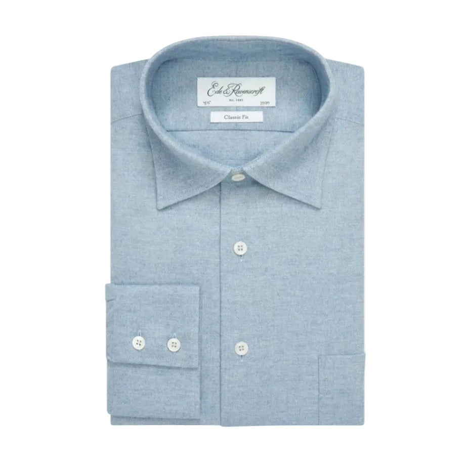 Aragon Pale Blue Cotton Cashmere Twill Shirt