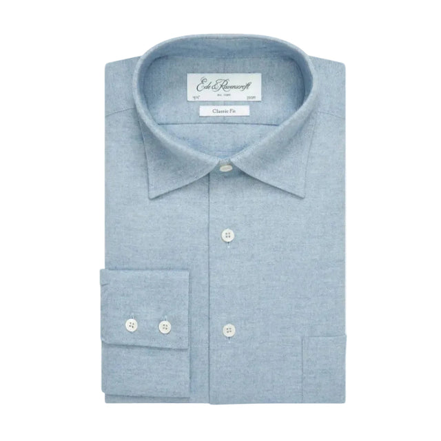 Aragon Pale Blue Cotton Cashmere Twill Shirt