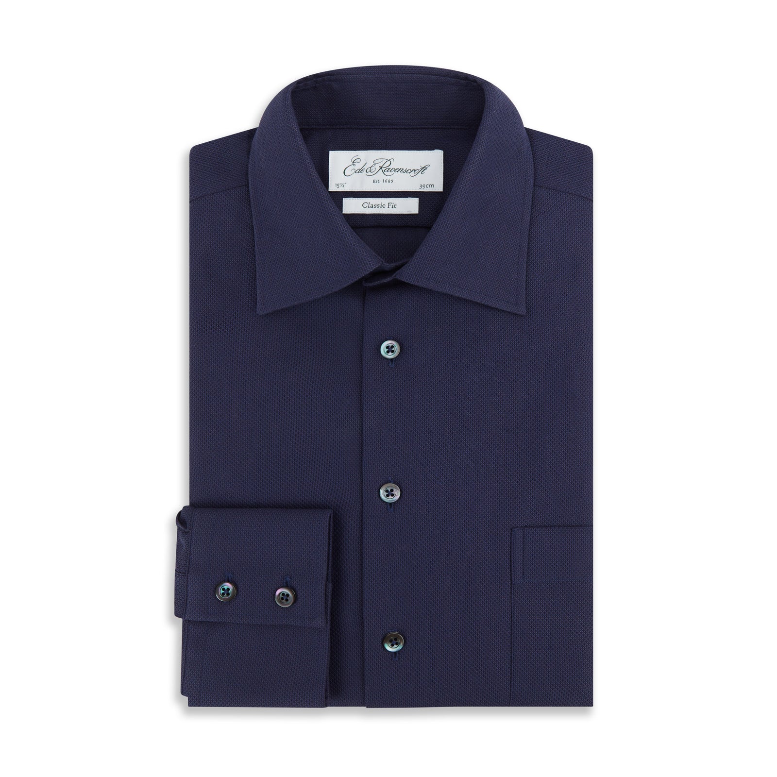 Aragon Navy Pique Cotton Shirt