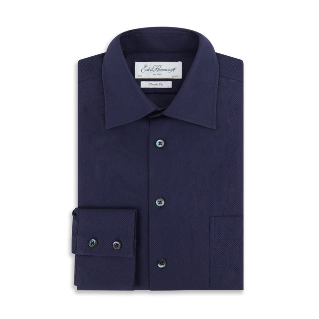 Aragon Navy Pique Cotton Shirt