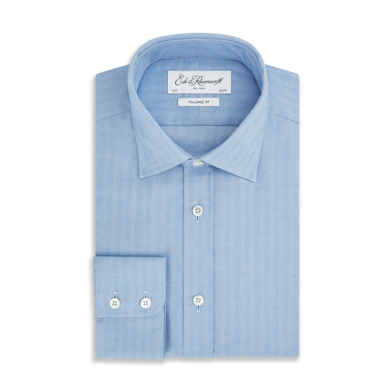 Alex Blue Brushed Herringbone Shirt