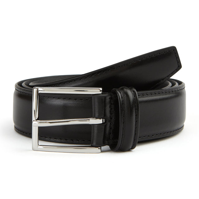 Black Glazed Hard Leather Belt