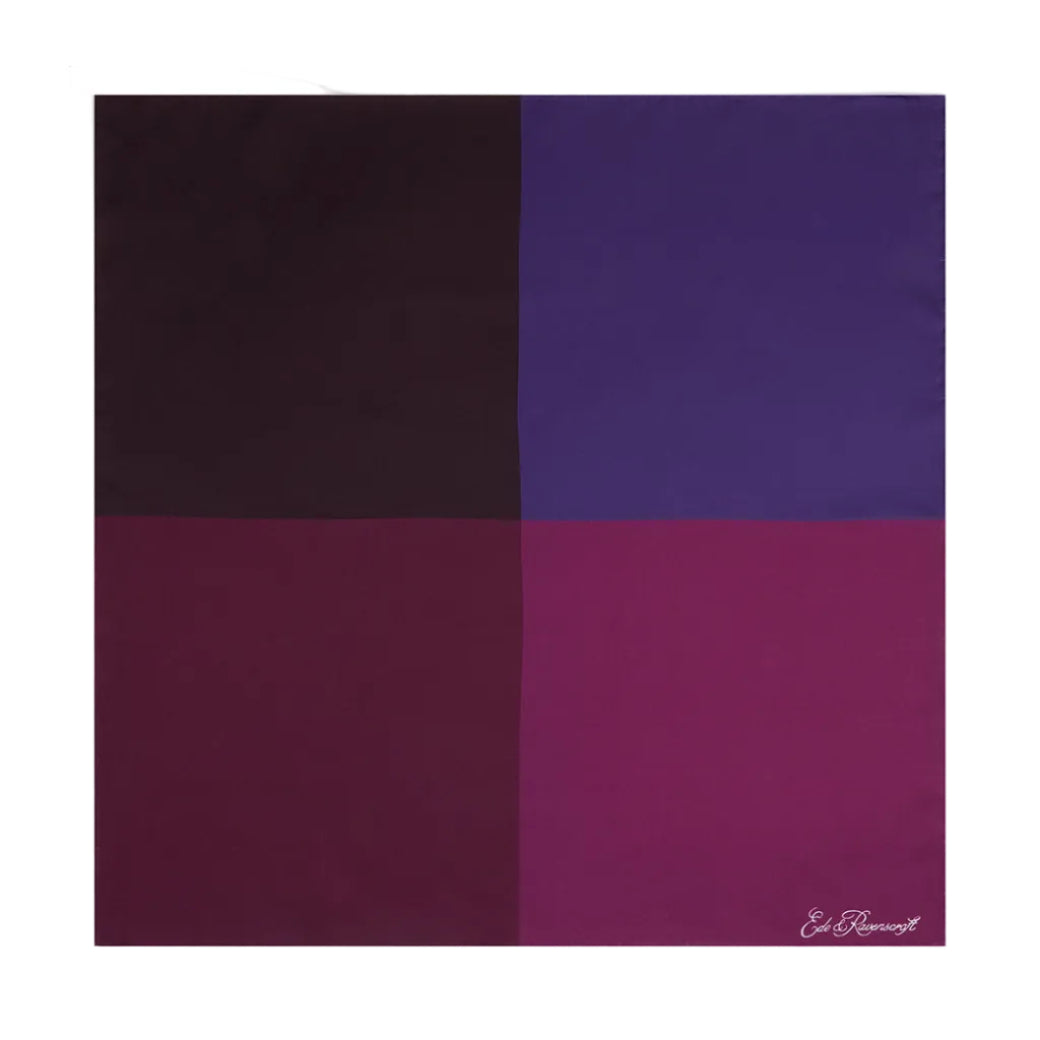 Purple Silk Four Colour Block Pocket Square