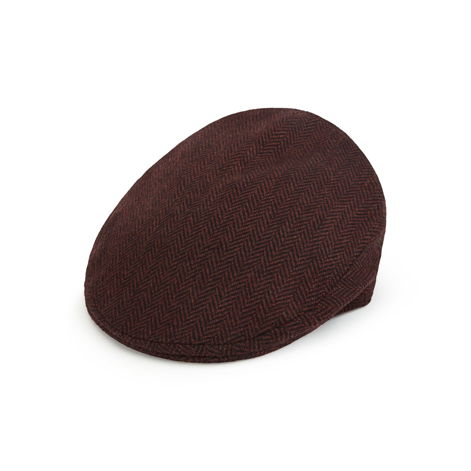 Heydon Burgundy Herringbone Flat Cap