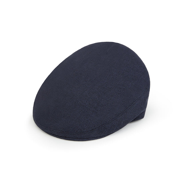 Heydon Navy Twill Wool Flat Cap