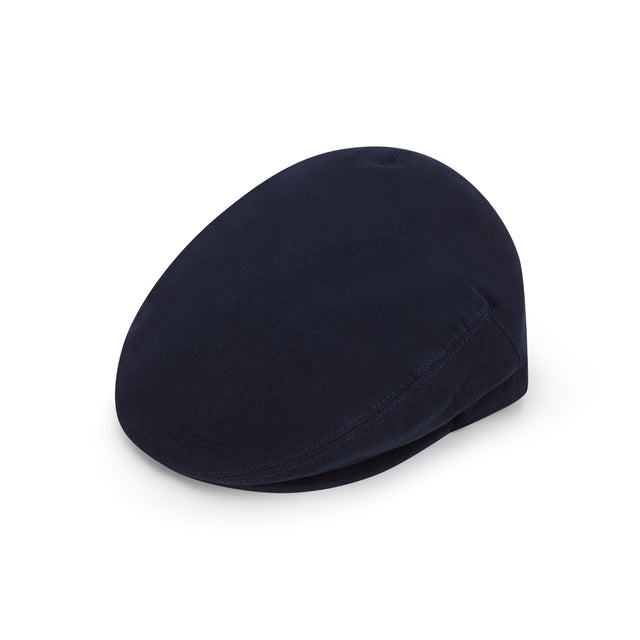 Heydon Navy Moleskin Cotton Flat Cap