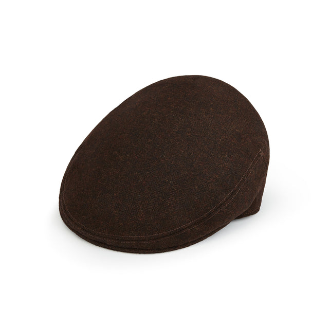 Heydon Brown Herringbone Wool Flat Cap