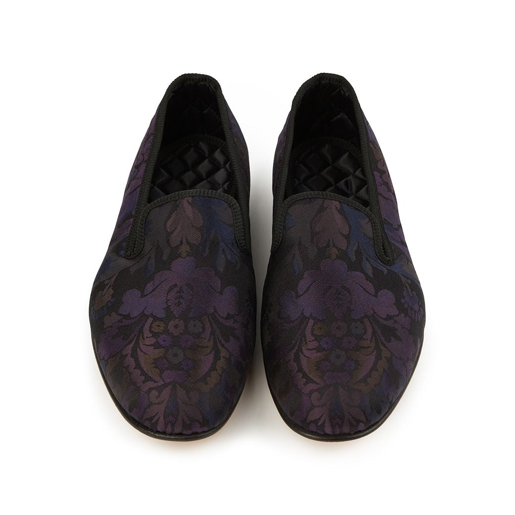 Knightsbridge Silk Jacquard Purple Slipper