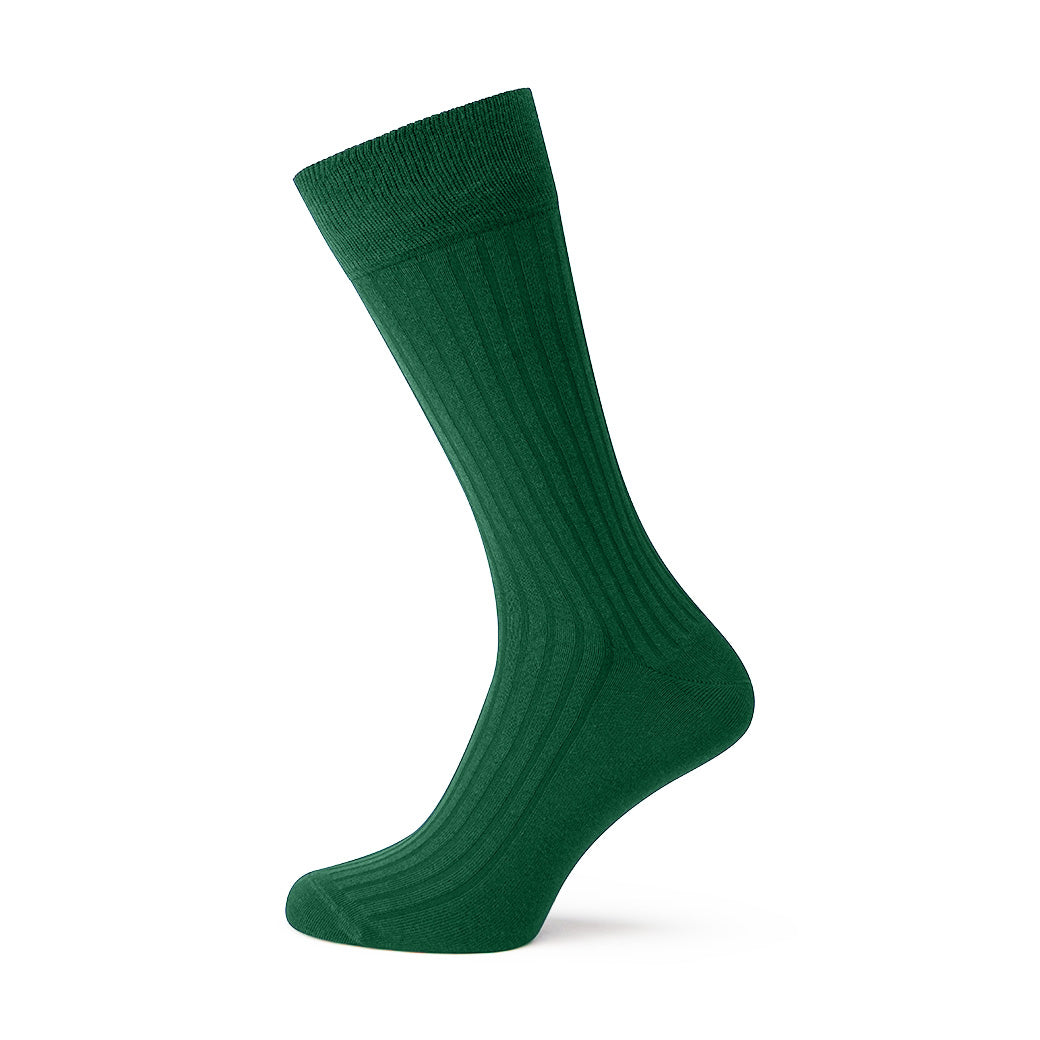 Sontley Dark Green Ribbed Cotton Sock