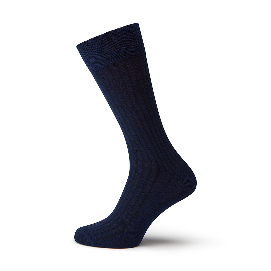 Sontley Navy Ribbed Cotton Sock