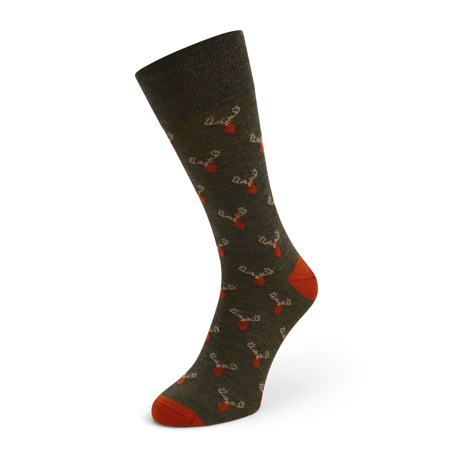 Sutton Green Orange Stag Wool Sock