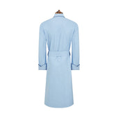 Blue Brushed Herringbone Cotton Dressing Gown