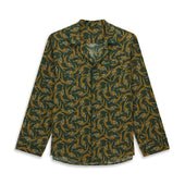 Green and Gold Exclusive Print Silk Cotton Pyjama Set