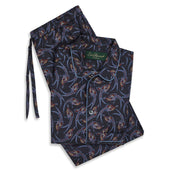 Navy Exclusive Print Silk Cotton Pyjama Set