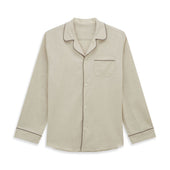 Cream Brushed Twill Piped Cotton Pyjama Set