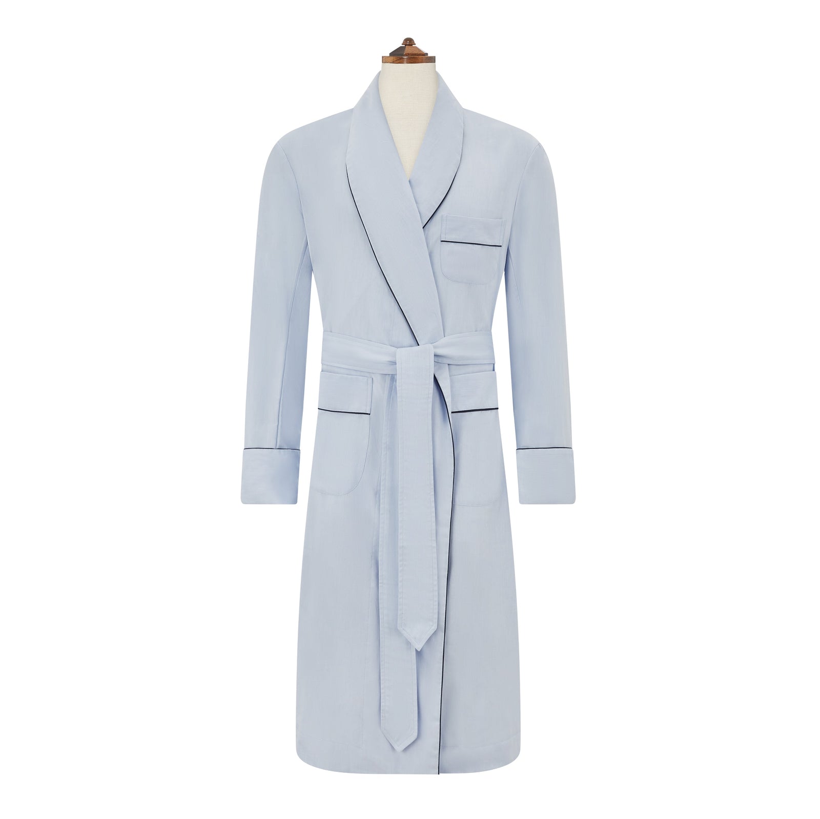 Blue Brushed Twill Dressing Gown