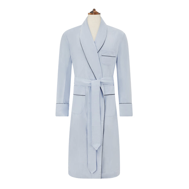 Blue Brushed Twill Dressing Gown
