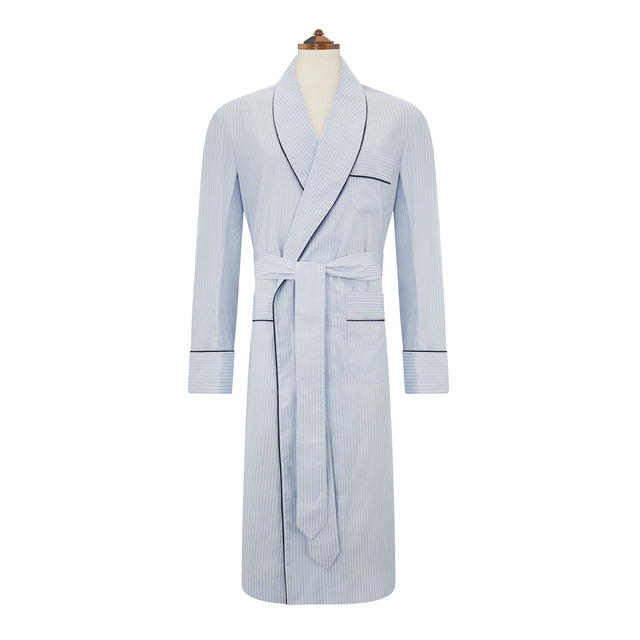 Blue Exclusive Stripe Poplin Dressing Gown