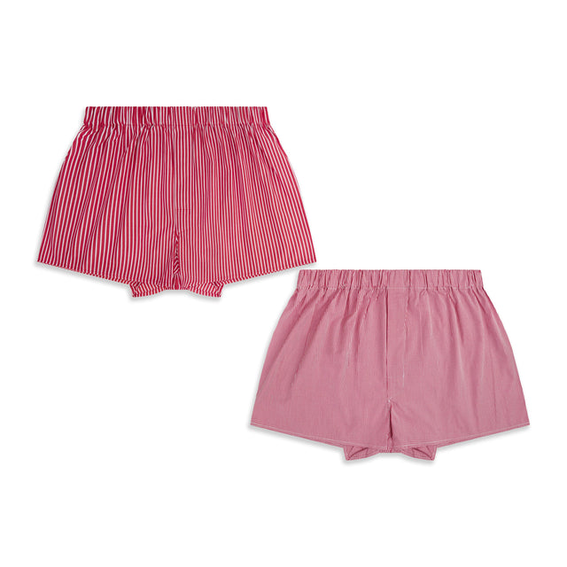 Red White Stripe and Gingham Boxer Short Set of Two
