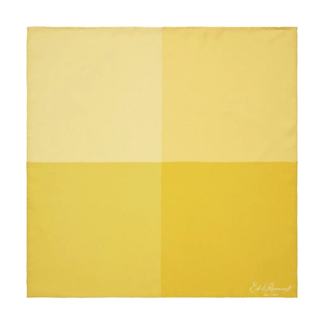 Yellow Silk Four Colour Block Pocket Square
