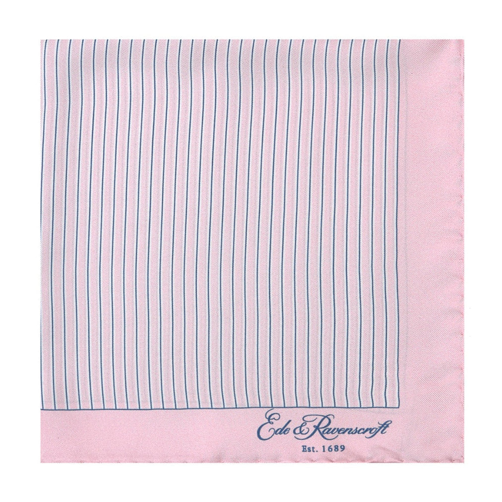 Pink Stripe Printed Silk Pocket Square