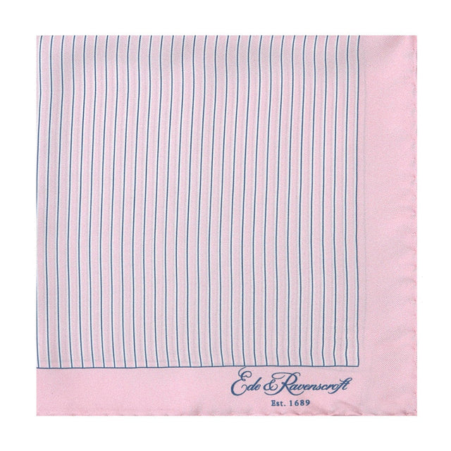 Pink Stripe Printed Silk Pocket Square