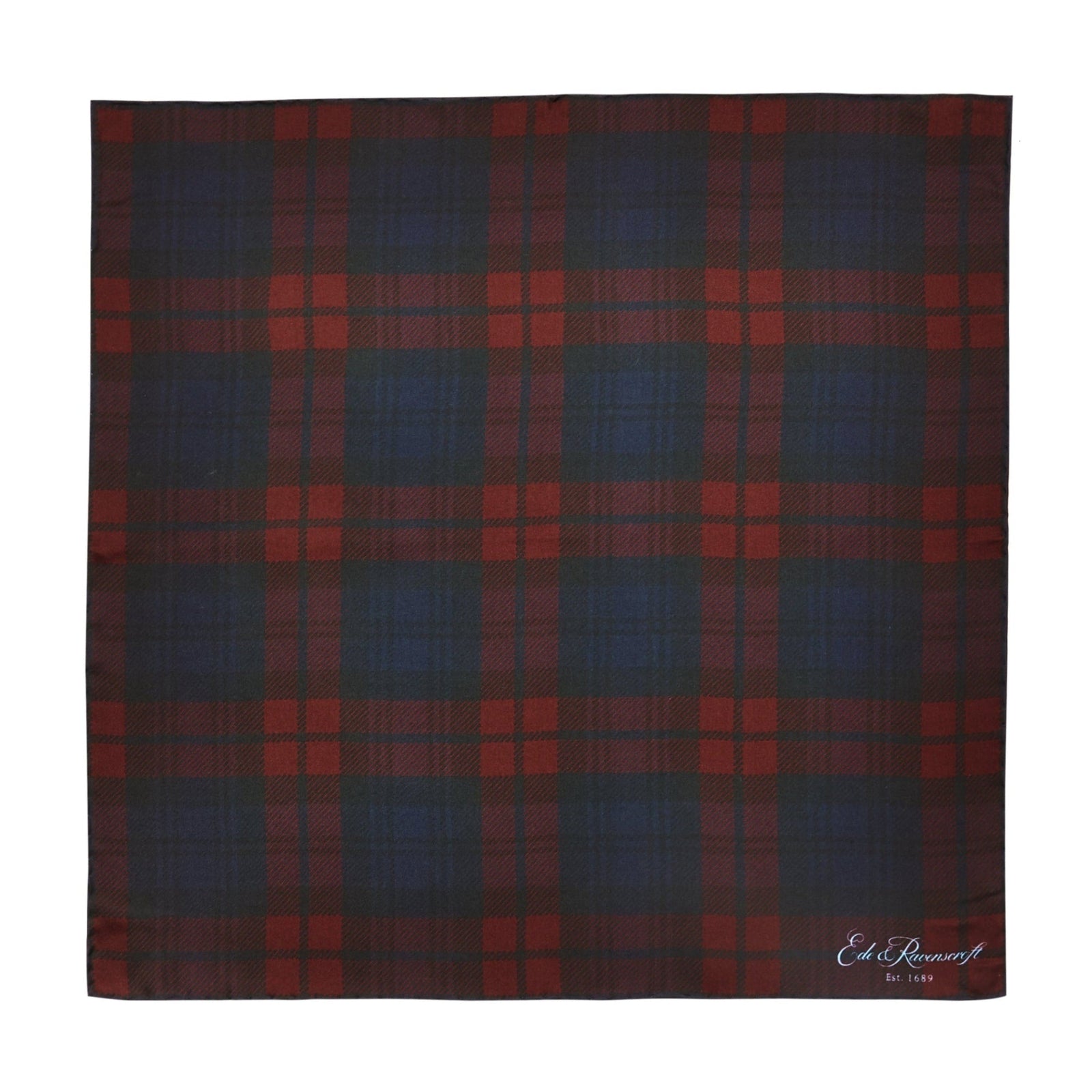 Red and Navy Check Printed Pocket Square