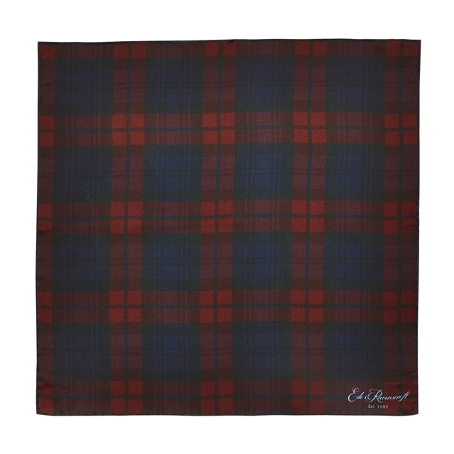 Red and Navy Check Printed Pocket Square