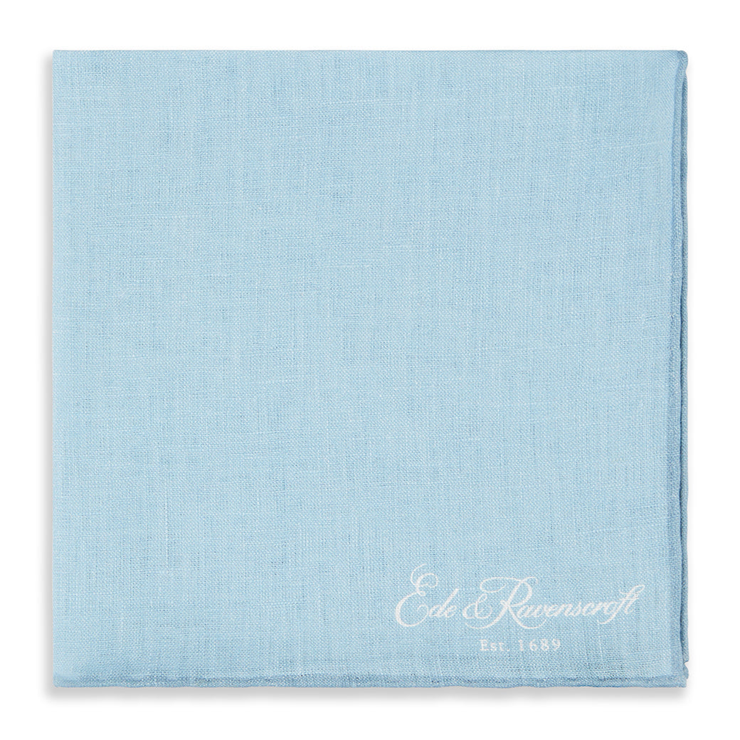 Blue Linen Pocket Square